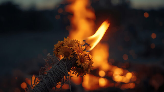 Damera bonfire torch close-up