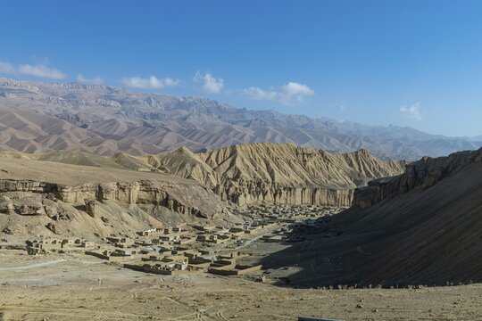 Overlook over the outskirts of Bamyan and the surrounding mountains, Afghanistan