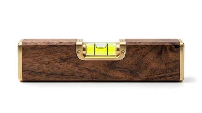 Artisanal Level On White Solid Background, Precision Measuring Tool With Handmade Metal Details, Symbol Of Craftsmanship Accuracy And Mechanical Expertise