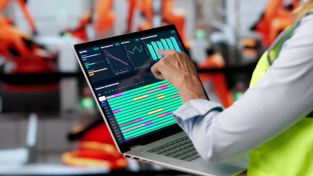 Woman Engineer Works With Laptop