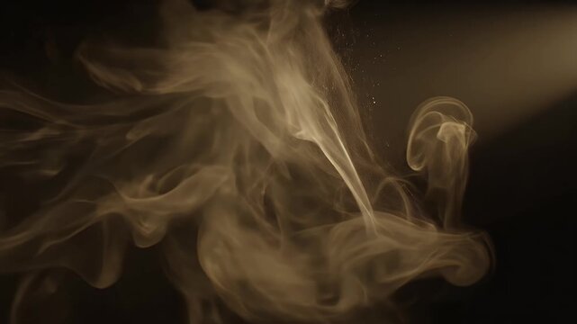 Smoke swirling in dark airspace slowly.