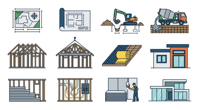 Illustrated Construction And Architecture Design Concepts.