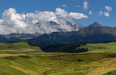 Naklejka premium A panoramic view of the landscape near Urumqi, China.