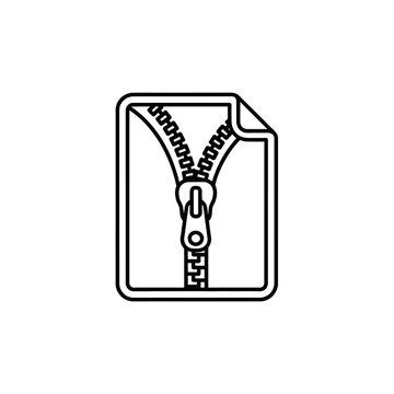 Compressed zip file document icon in minimalist line art style