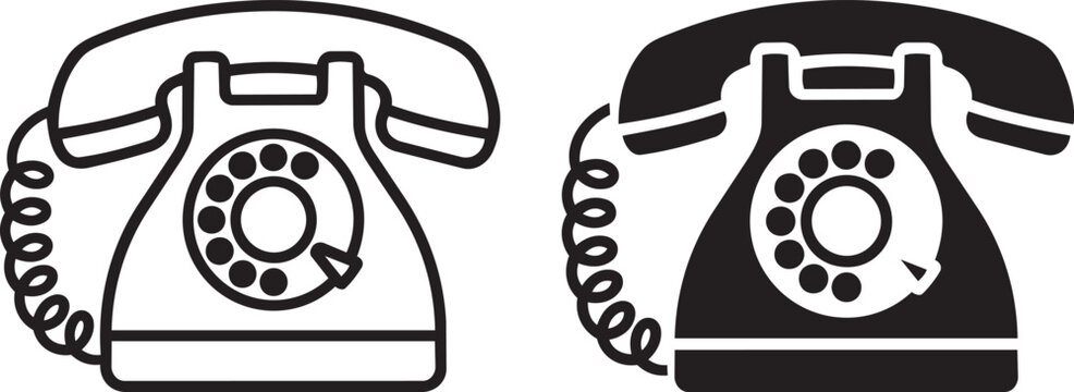 rotary telephone icon line and solid style vector illustration
