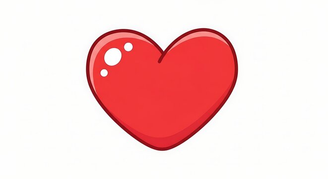 Red heart with two white eyes and smiley face.