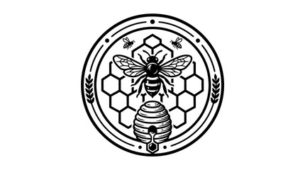 Black and white bee insect logo. © doni