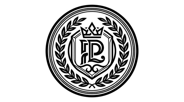 Black and white crest logo emblem.