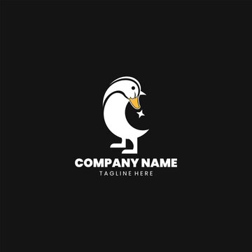 moon duck logo Design vector