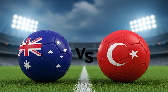 Australia vs turkey soccer match football rivalry illustration