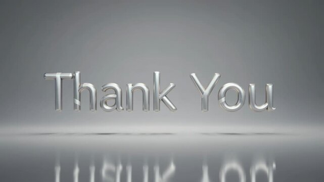 Elegant 3d Rendered Thank You Text Floating in a Minimalist Grey Studio Setting for Corporate Communication