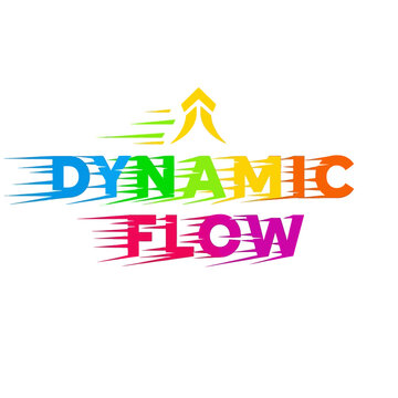 Colorful dynamic flow text logo with fast motion blur lines