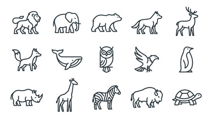 Collection of various wild animals icons. © doni