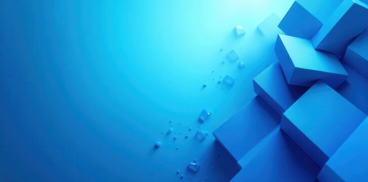 Abstract blue geometric shapes banner Wide format, modern design , minimalist, artwork, bold