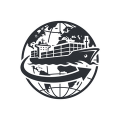 Naklejka premium Container Ship Global Trade Voyage.