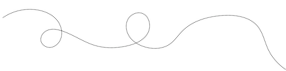 Curved Dashed Journey Path. Abstract Doodle Route Line with Loops. Vector Navigation Trail Design © Provir