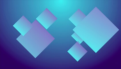 Fototapeta premium Geometric shapes in blue gradient background.