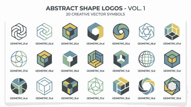 Geometric shapes logos and icons.