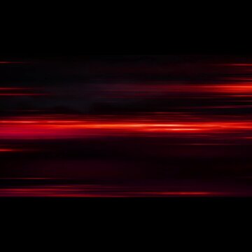 Moving Red And Yellow  Horizontal Light Lines On Black. Speed Dynamic Motion Data Flow Stream. Glow Streak Effect For Abstract Background.