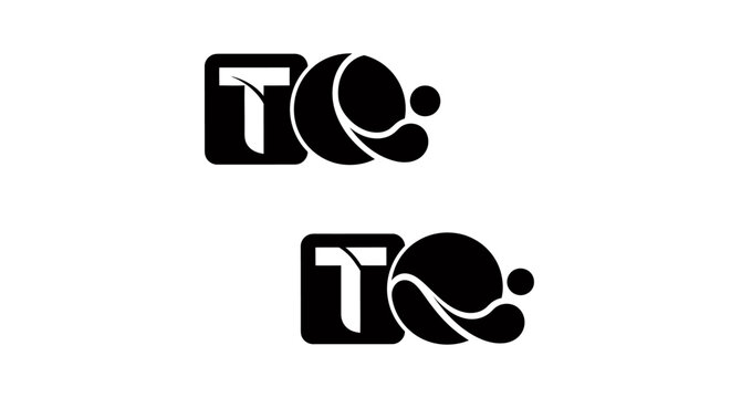Dual Black Logo Emblems Featuring Interlocking TC Letters with Circular Accent Dots.