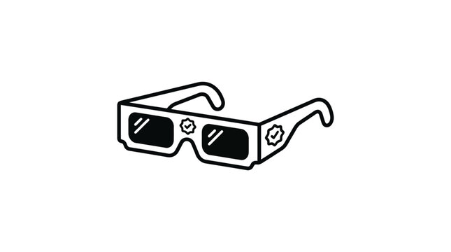 A simple black and white line art illustration of solar eclipse glasses.
