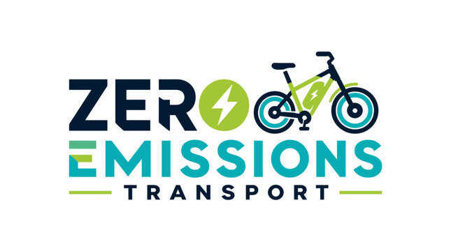 Zero Emissions Transport Logo Featuring Bicycle Icon for Eco Mobility.