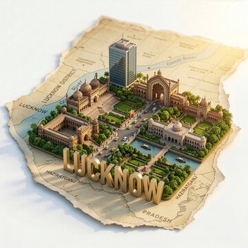 3D Miniature Map of Lucknow, Uttar Pradesh, India