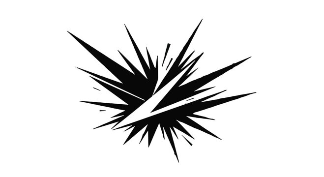 Explosion graphic rendered in a bold black and white comic book style emphasizes dynamic impact and sudden bursts of energy often used for dramatic emphasis in visual storytelling media.