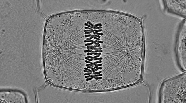 Microscopic View of Mitosis Cell Division During Metaphase Stage