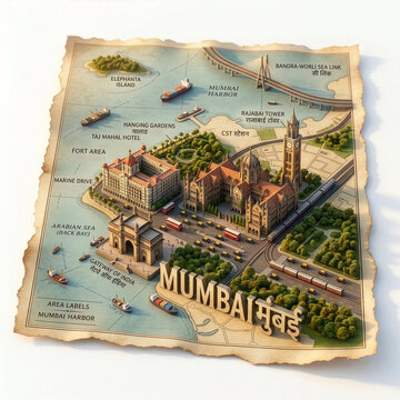 3D Miniature Map of Mumbai, Maharashtra, India