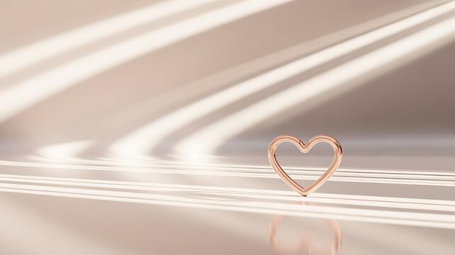 Abstract golden heart symbol with dramatic light streaks and shadows abstract romantic minimalist metallic background valentines celebration affection anniversary artistic radiance