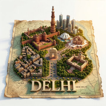 3D Miniature Map of Delhi, India