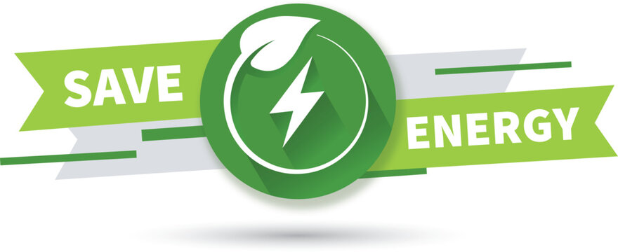 Energy saving vector icons with green design for eco friendly campaigns, social media posts. Energy saving logos, labels, icons, badges, stickers, symbols, banners, circles, stamps, lines, vectors.