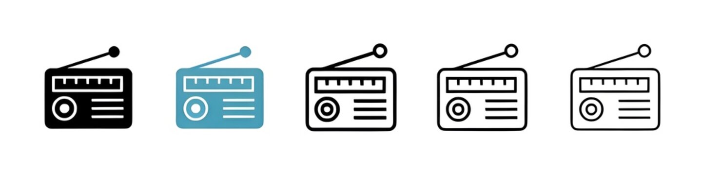 Radio line icon vector set. Thin line customizable illustration. Contour symbol. Vector isolated outline drawing. Editable stroke