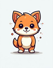 Obraz premium Cute cartoon fox with big eyes.
