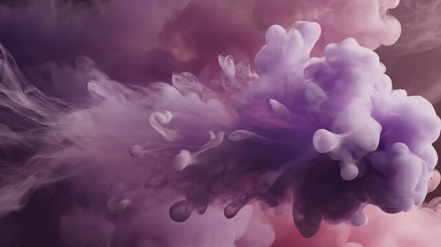 Abstract liquid motion of purple and pink ink swirling in water swirl flow cloud dye artistic