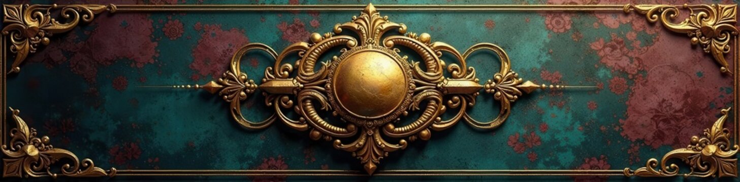 Ornate gold monstrance, grunge texture background, religious, sacrament