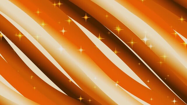 Vibrant orange background with sparkling lights and glowing stripes