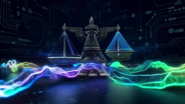 Digital currency graphs morphing into rivers meeting at trading scale
