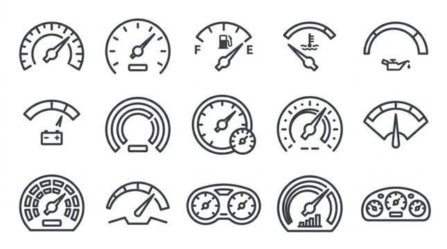 Collection of Vehicle Dashboard Gauges and Indicators