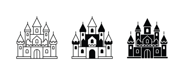 Castle Icons Set, Medieval Fortress Vector Graphics, Fantasy Building Illustrations © Abdullah
