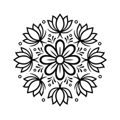 Fototapeta premium Black and white mandala design with floral patterns
