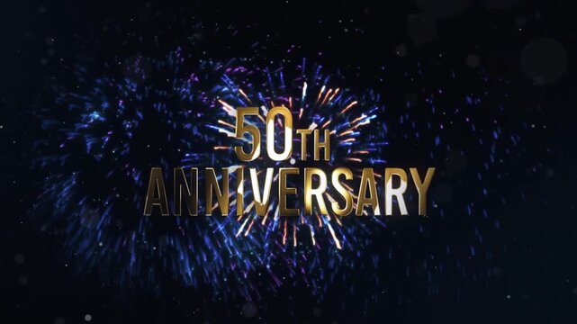 50th Anniversary Congratulations Banner, Congratulations with Fireworks and Gold Letters, Holiday