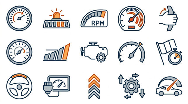 Car Dashboard and Maintenance Icons Set