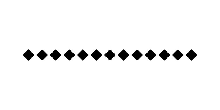 A row of black diamonds on isolated on transparent background
