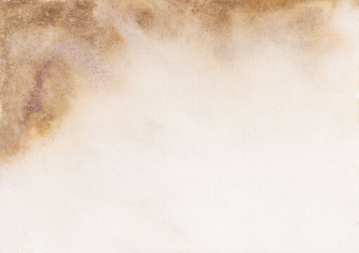 Hand Painted Abstract Earthy Brown Watercolor Wash Texture Background with Copy Space
