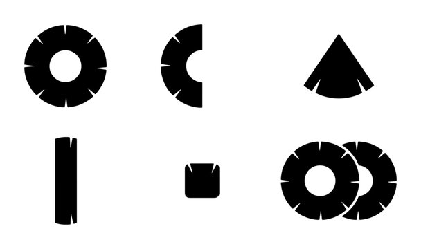 Pineapple Slices, Rings, and Shapes Vector Icons, Tropical Fruit Food Graphics