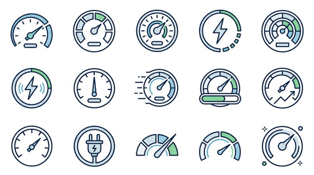 Collection of Vehicle and Energy Dashboard Icons