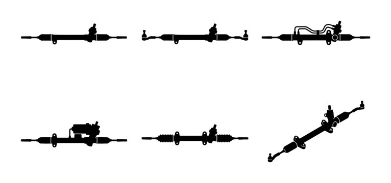 Car Steering Rack Icons, Automotive Parts Vector Graphics, Mechanical Components Set