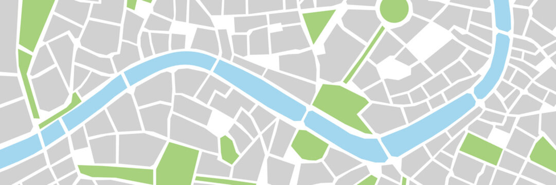 SIMPLE PLAN SCHEME OF A CITY MAP WITH CADASTRAL LAND PARCEL, CADASTRE INFORMATION, VACANT PLOT, AND ROAD MAP